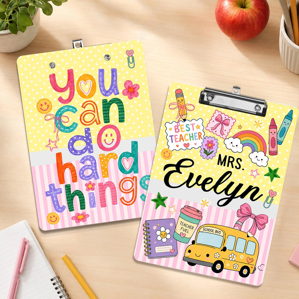 Personalized Teacher Name Clipboard, Custom Motivational Teacher Appreciation Gift, Back To School Gift, Best Teacher Gift, School Supplies. BTSBILUMIE7