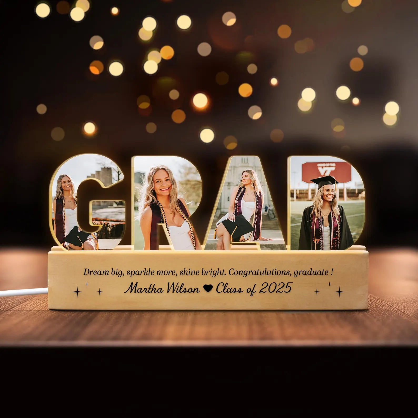 Custom Graduate Photo Collage Night Light, Custom Graduation Gift, Class of 2027 Gift, Senior Gift, High School Grad Gift, New Graduate Gift. GDFDBILUMIE1