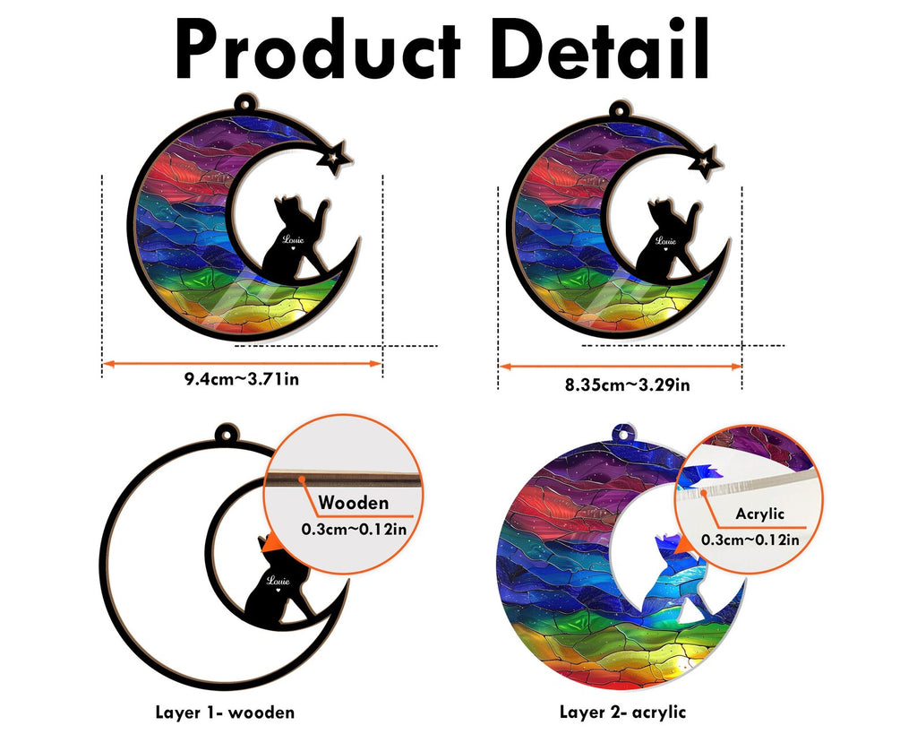 Personalized Cat Memorial Gift, Rainbow Bridge Suncatcher, Cat Loss Sympathy Gift, Pet Memorial Suncatcher, Pet Remembrance Gift. SCCBILUMMIE12