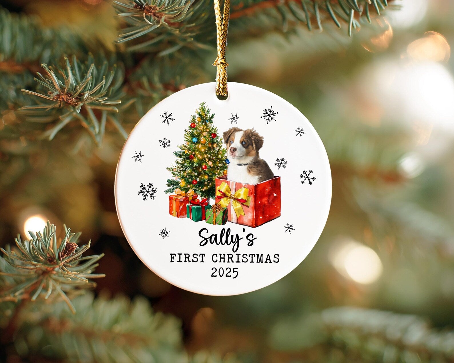 Custom Pet's First Christmas Ornament, Custom Pet Photo Ornament, Dog Christmas Gift, New Dog Gift, Puppy Ornament, Christmas Decor COBILUMIE55