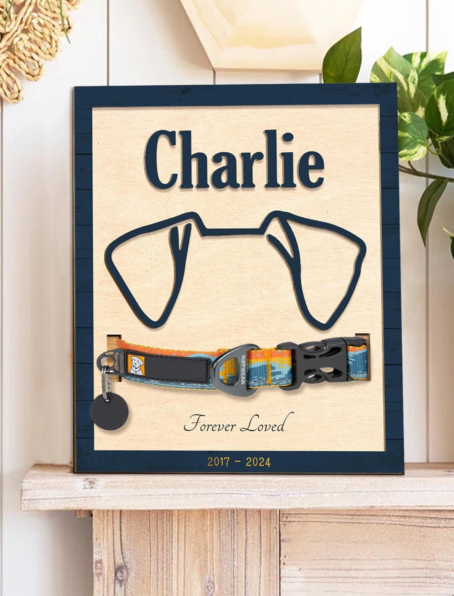 Personalized Pet Memorial Collar Sign, Custom Dog Ear Sign, Loss Of Dog Gift, Pet Memorial Gift, Pet Loss Gift, Pet Loss Sympathy Gift. PTBILUMIE5