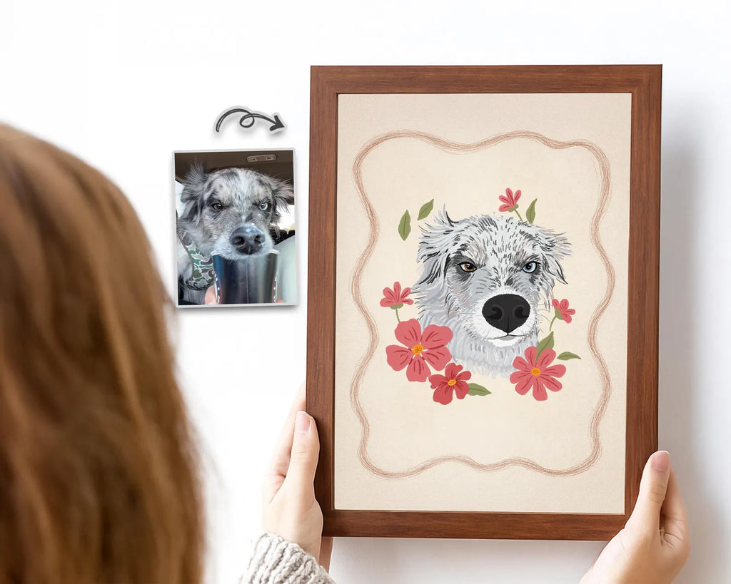 Custom Pet Portrait Poster, Custom Dog Portrait Using Photo, Pet Portrait Wall Art, Cat Portrait Gift, Pet Memorial Gift, Pet Lover Gift. PTBILUMIE3