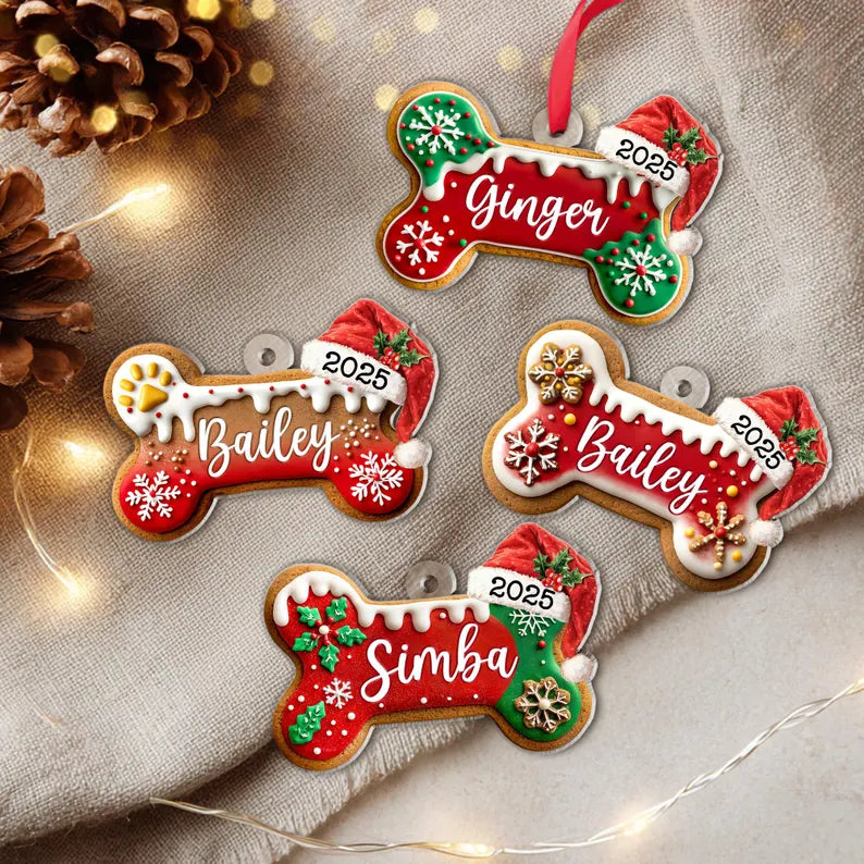 Custom Dog Bone Gingerbread Christmas Ornament, Custom Dog Ornament, Pet Ornament, Dog Lover Gift, New Dog Ornament, Christmas Decor. COBILUMIE3