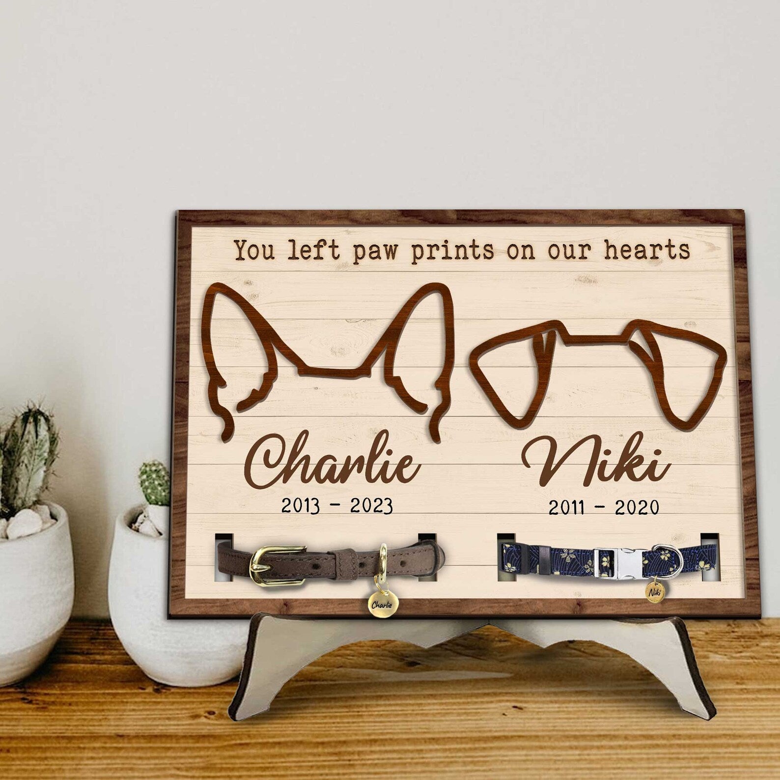 Personalized Pet Memorial Collar Frame, Custom Dog Ears Frame, Custom Dog Memorial Sign, Loss Of Dog Sympathy Gift, Pet Memorial Gift. PTBILUMIE9