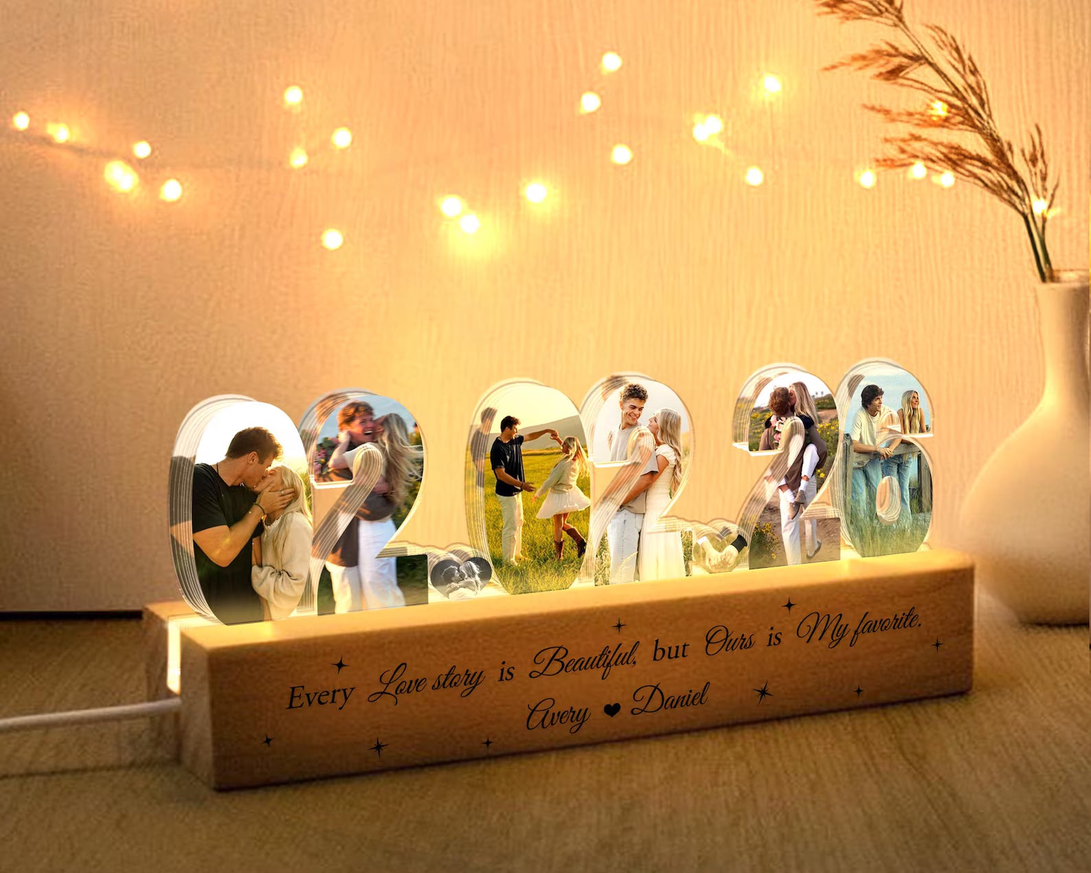 Custom Couple Photo Collage Night Light, Couple Photo Lamp, Valentines Gift, Anniversary Gift, Gift for Couple, Romantic Gift, Gift for Her NLFRBILUMIE10