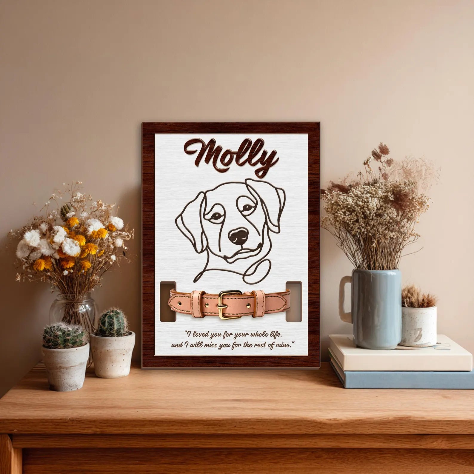 Custom Memorial Pet Collar Sign, Custom Dog Memorial Collar Holder Frame, Pet Memorial Gift, Dog Loss Gift, Loss Of Pet Sympathy Gift. PTBILUMIE7