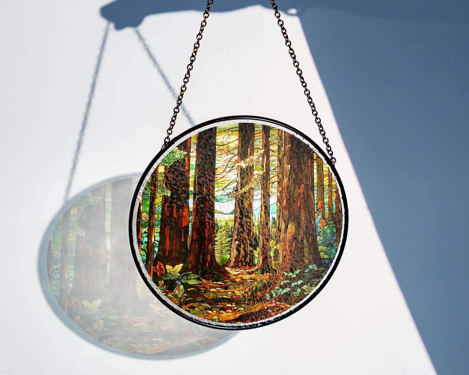 Redwood National Park Glass Suncatcher, Forest Glass Suncatcher, US National Parks Window Hangings, Window Decor, Housewarming Gift. SCBILUMIE24
