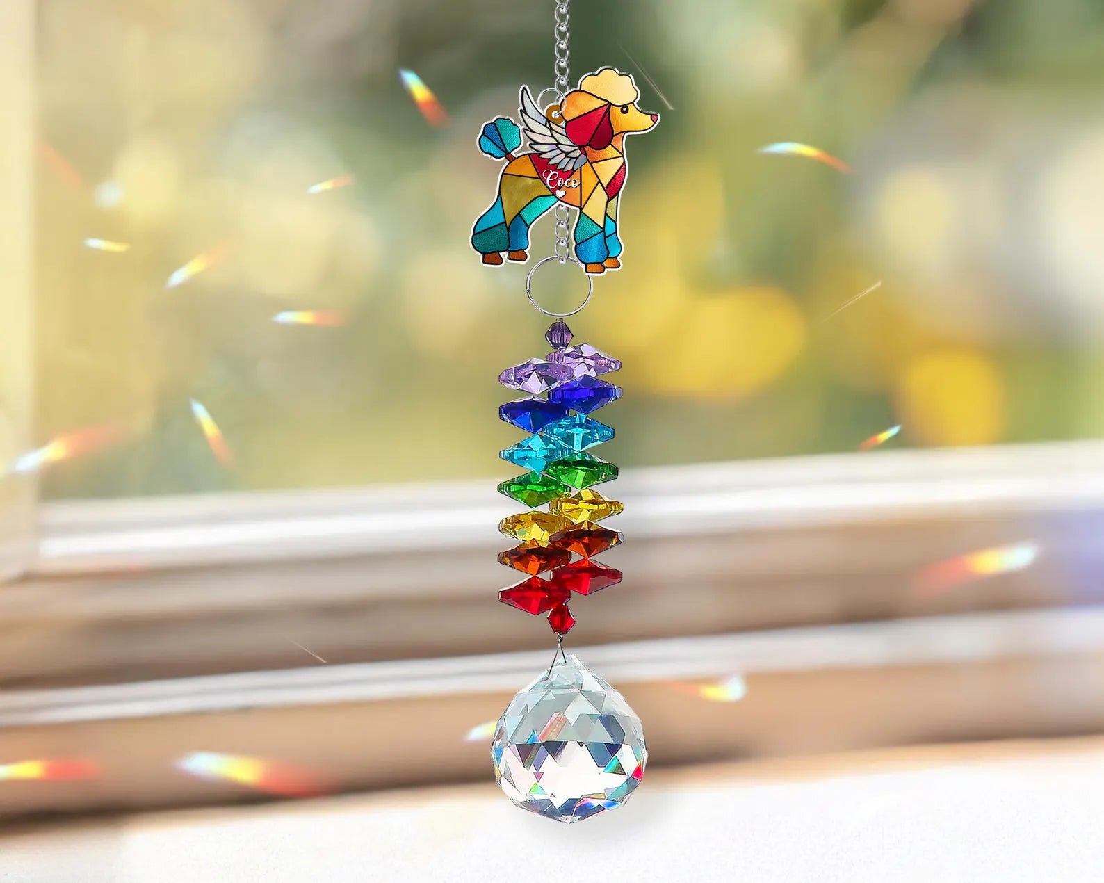 Custom Dog Crystal Rainbow Suncatcher, Dog Memorial Gift, Dog Loss Gift, Pet Loss Sympathy Gift, Dogs Remembrance Gift, Gift For Dog Mom. MGBILUMIE10