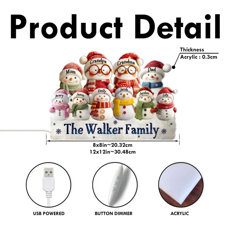 Custom Grandma Snowman Light Box, Snowman Family Christmas Night Light, Gift For Grandma, Grandma Christmas Gift, Christmas Decoration NLFRBILUMIE18