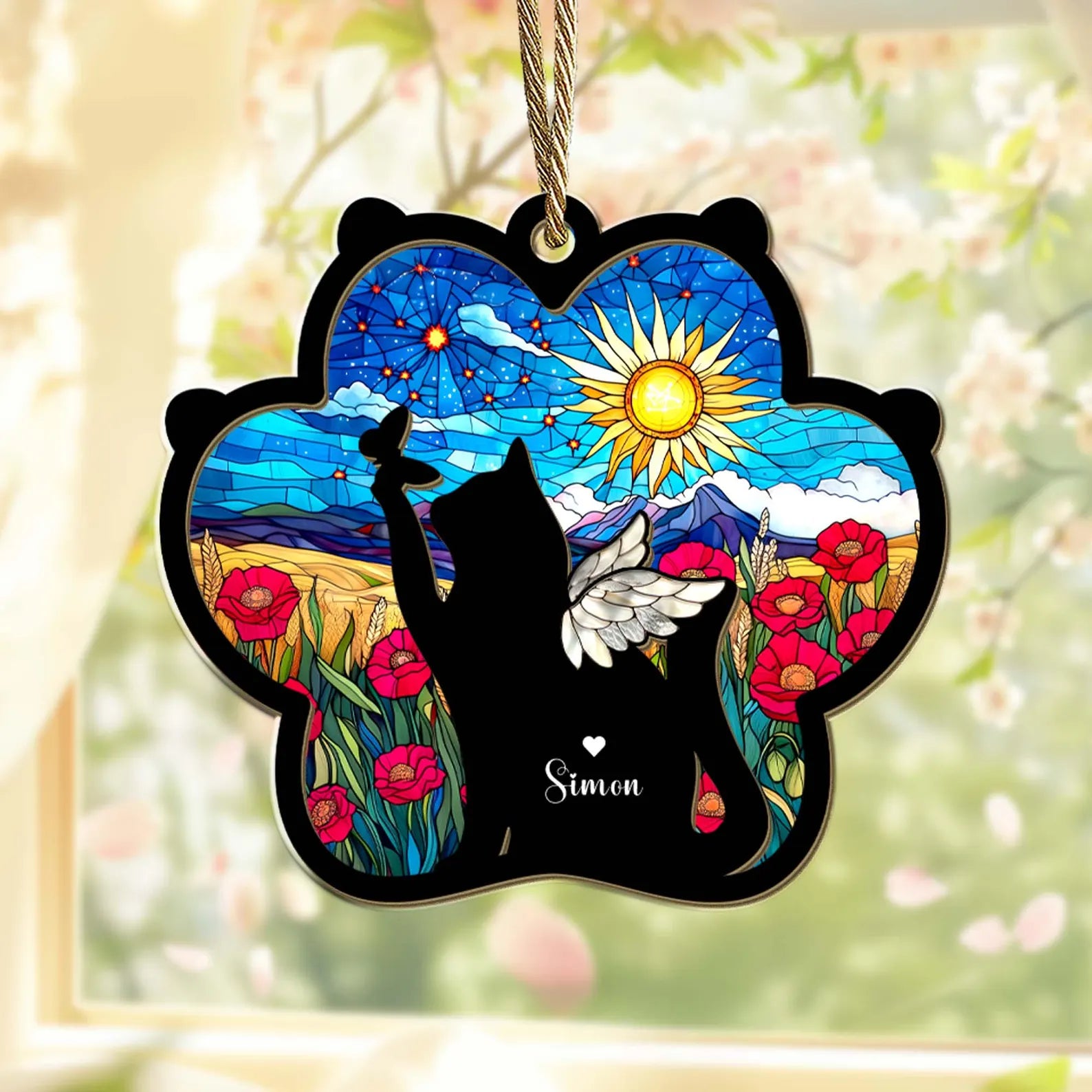 Custom Cat Memorial Suncatcher, Custom Pet Loss Sympathy Gift, Pet Memorial Gift, Loss of Cat Gift, Pet Remembrance Gift, Window Hanging. SCCBILUMMIE10