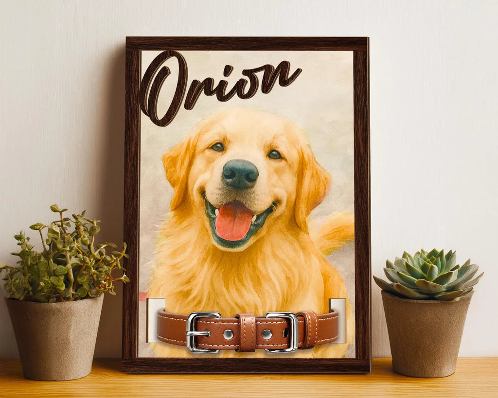 Custom Dog Memorial Frame With Collar Sign, Custom Dog Memorial Gift, Pet Memorial Collar Sign, Dog Loss Sympathy Gift, Pet Memorial Gift.  PTBILUMIE2