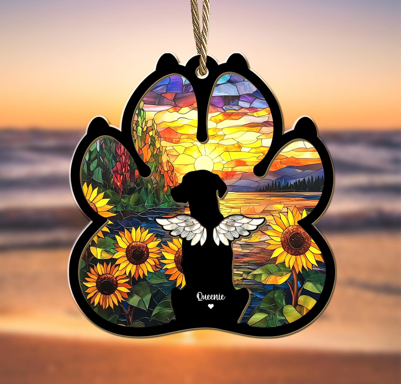 Custom Dog Memorial Suncatcher, Custom Pet Memorial Suncatcher, Loss of Dog Suncatcher Gift, Dog Remembrance Gift, Gift For Dog Lovers. SCCBILUMMIE14