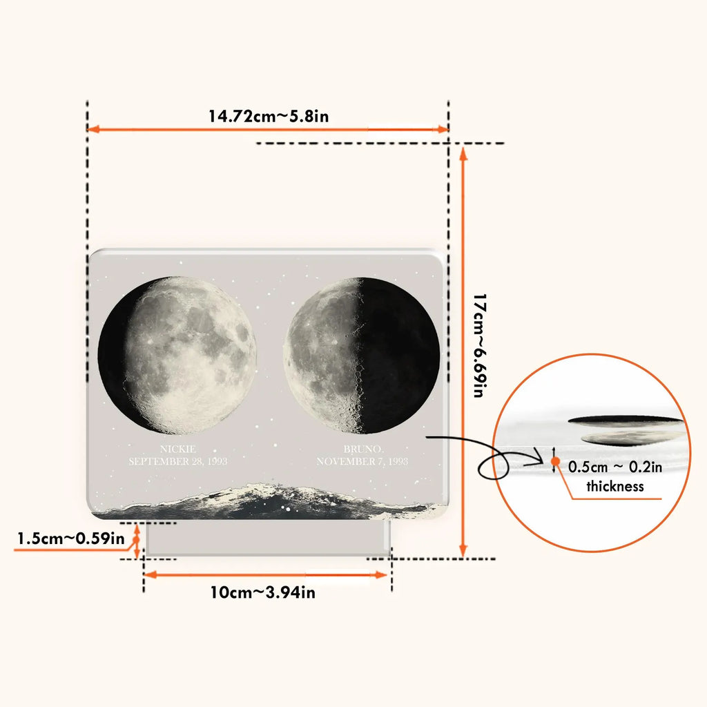 Personalized Moon Phases Couple Night Light, Custom Moon Phase, Anniversary Gift, Gift For Couple, Engagement Gifts, Married Couple Gift.NLFRBILUMIE18 NLFRBILUMIE18