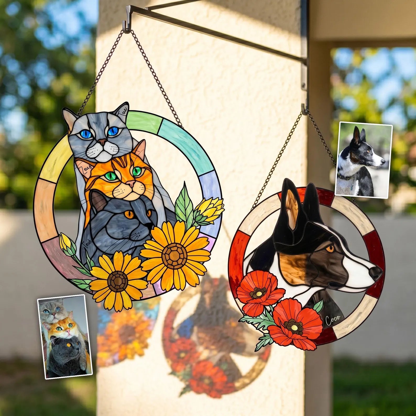 Personalized Cat Memorial Glass Suncatcher, Custom Pet Portrait From Photo Gift, Dog Lover Gift, Loss Of Pet Gift, Pet Rememberance Gift. SCCBILUMMIE45