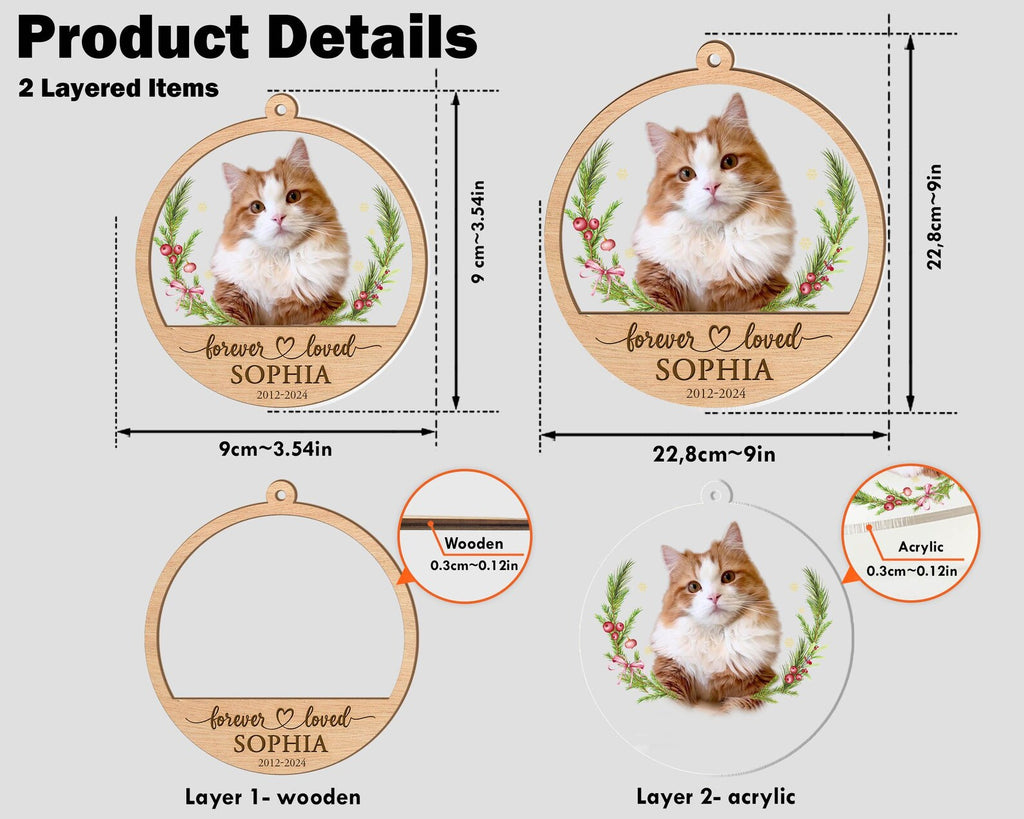 Personalized Cat Memorial Ornament, Custom Pet Christmas Ornament, Dog Christmas Ornament, Cat Christmas Ornament, Christmas Decoration.  COBILUMIE61