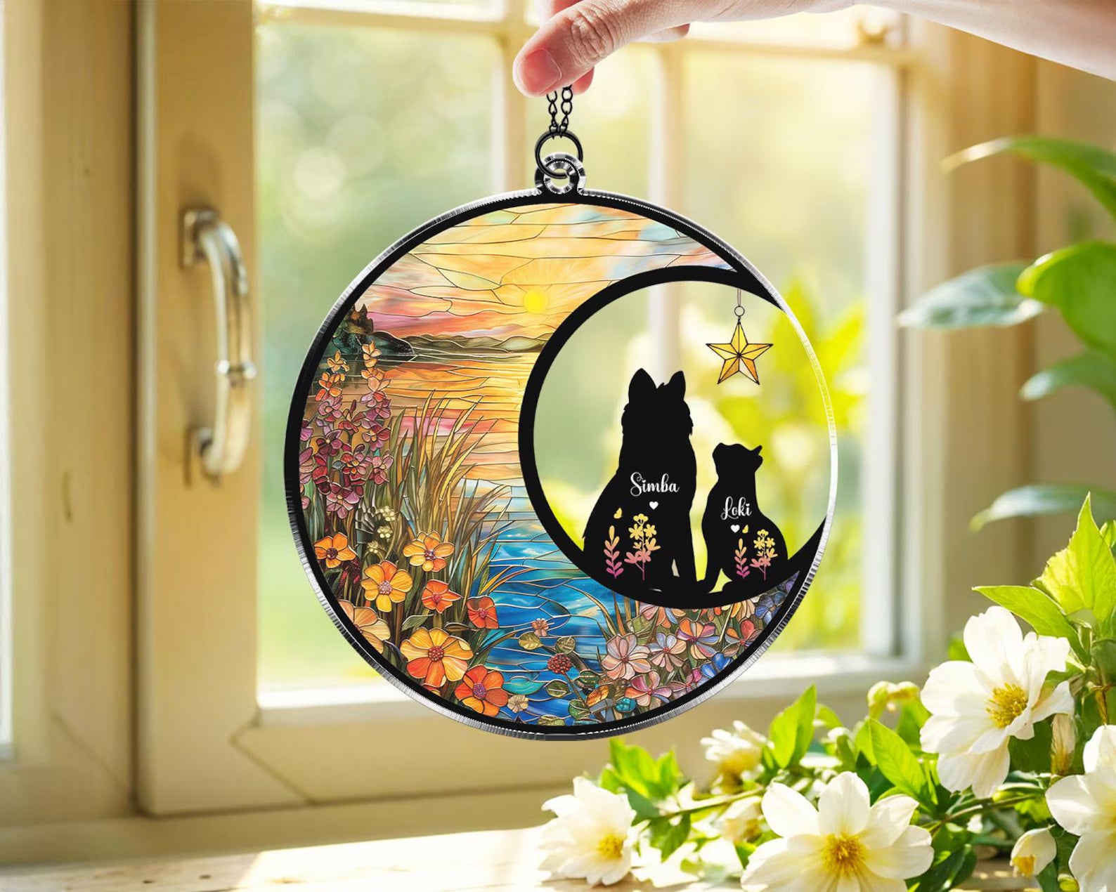 Custom Dog Memorial Suncatcher, Custom Pet Memorial Gift, Dog Lover Gift, Pet Loss Sympathy Gift, Loss Of Dog Gift, Pet Remembrance Gift. SCCBILUMMIE17