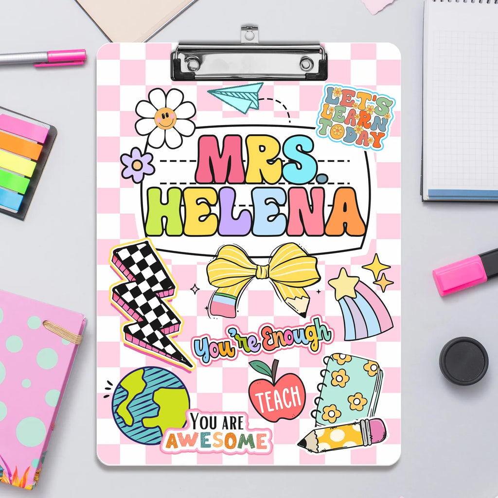 Customized Teacher Groovy Clipboard, Custom Teacher Appreciation Gift, Back To School Teacher Gift, Best Teacher Gift, School Supplies. BTSBILUMIE1