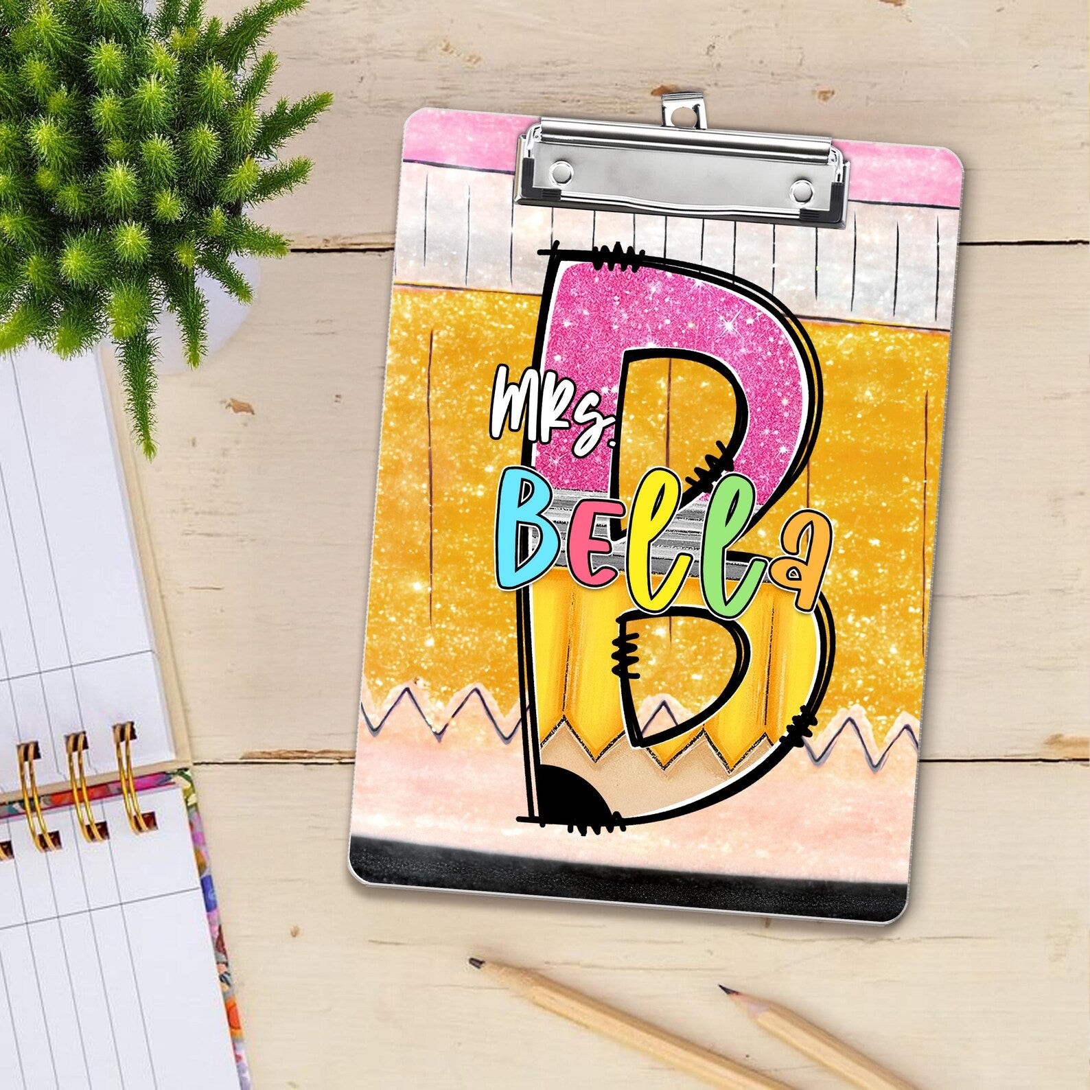 Custom Faux Glitter Teacher Clipboard, Custom Back To School Teacher Gift, Teacher Appreciation Gift, New Teacher Gift, School Supplies. BTSBILUMIE4