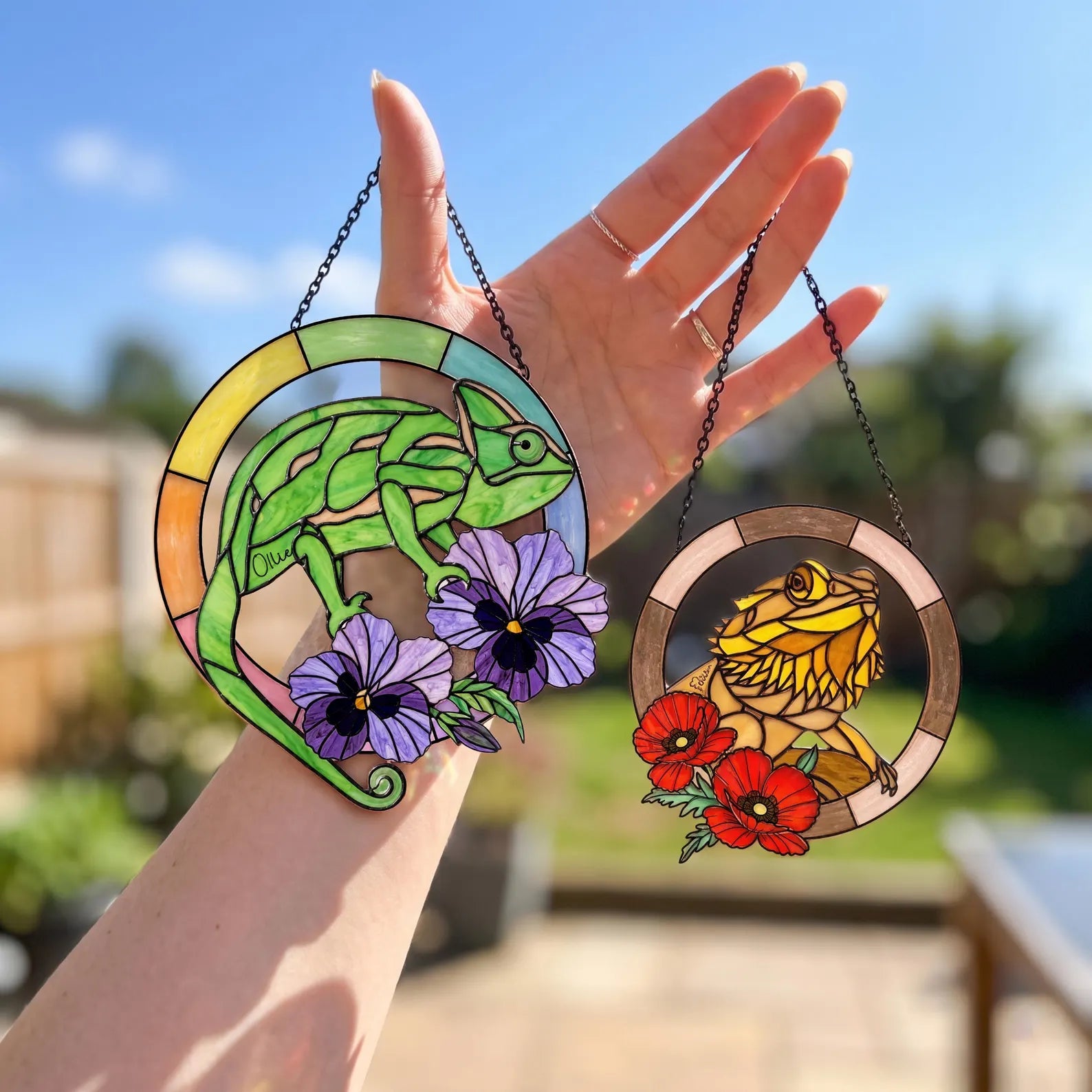 Custom Bearded Dragon Memorial Glass Suncatcher, Funny Lizard Gift, Reptile Lover Gift, Pet Memorial Gift, Loss Of Pet Gift, Window Hanging. SCCBILUMMIE31