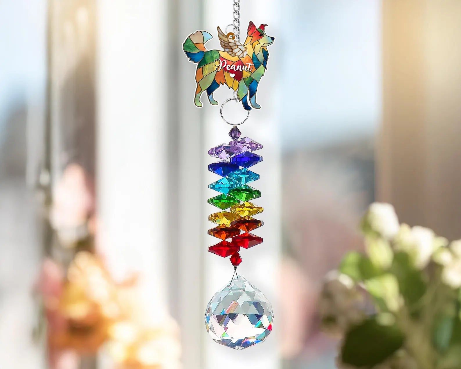 Custom Dog Crystal Rainbow Suncatcher, Dog Memorial Gift, Dog Loss Gift, Pet Loss Sympathy Gift, Dogs Remembrance Gift, Gift For Dog Mom. MGBILUMIE10