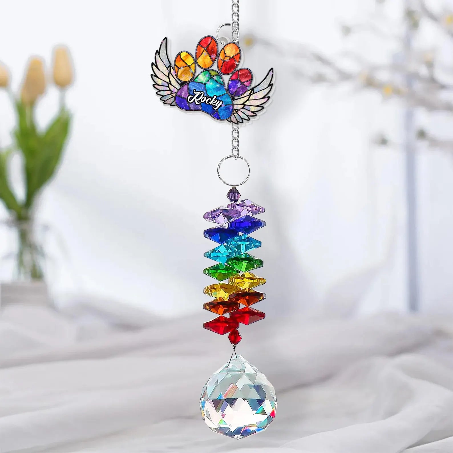 Custom Dog Memorial Crystal Suncatcher, Pet Loss Gift, Dog Memorial Gifts, Pet Sympathy Gift, Dogs Remembrance Gift, Gift For Dog Lovers. MGBILUMIE9