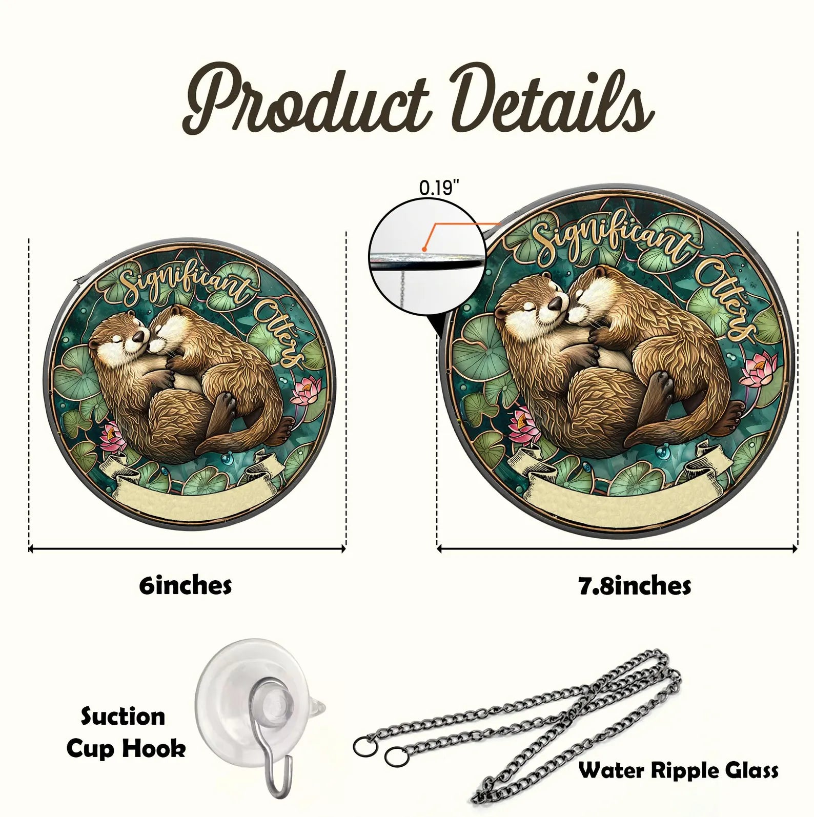 Personalized Otter Couple Glass Suncatcher, Animal Glass Suncatcher, Valentine Gifts, Anniversary Gift, Gift For Couple, Otter Gift. SCBILUMIE6