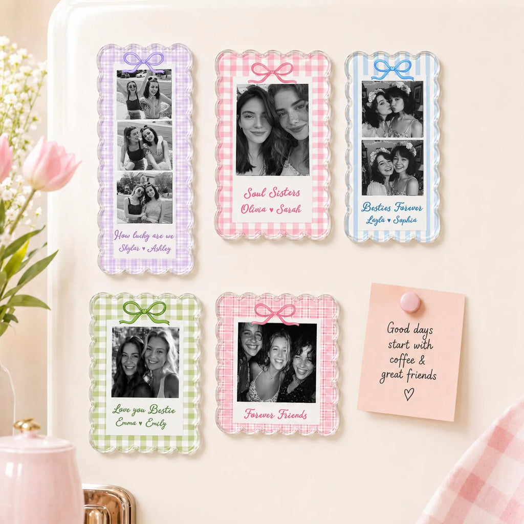 Personalized Bestie Photo Strip Fridge Magnet, Custom Picture Magnet, Friendship Gift, Bridesmaid Gift, BFF Gift, Gift For Bestie. PMBILUMIE1