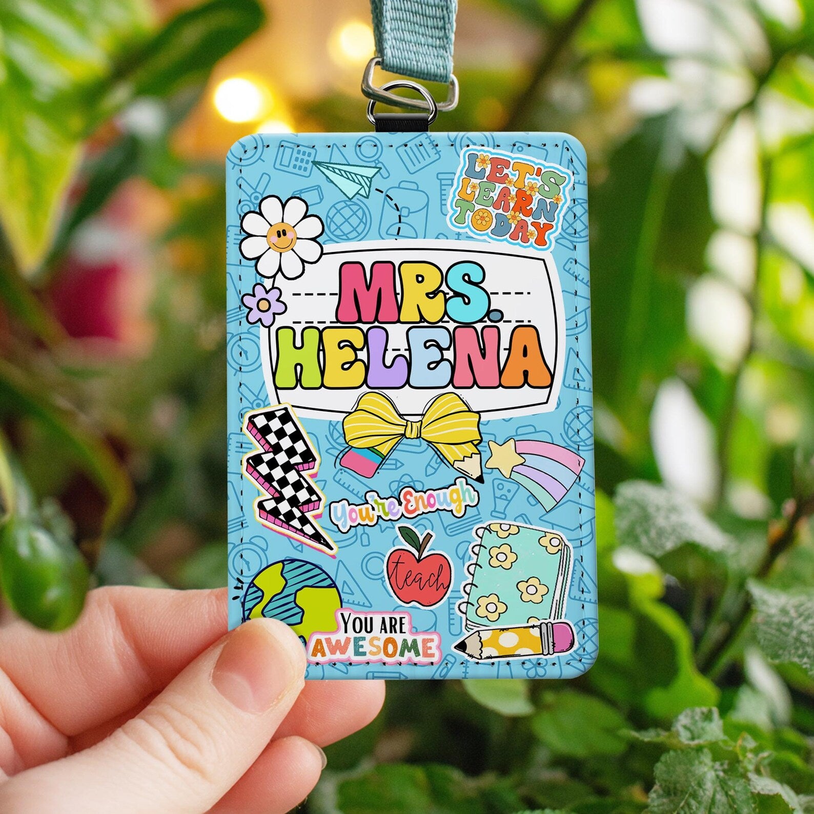 Custom Teacher Groovy Badge Holder, Personalized Teacher ID Badge Holder, Teacher Appreciation Gift, Back To School Gift, Gift For Teacher. BHBILIMIE1
