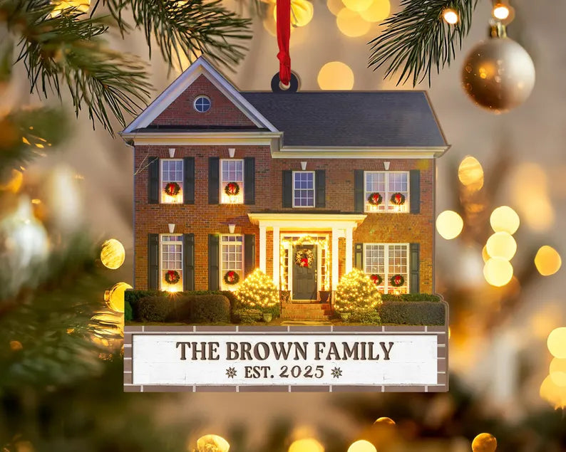 Personalized Home Photo Ornament, Custom New Home Christmas Ornament, House Ornament, Family Name Ornament, Housewarming Gift, Realtor Gift. COBILUMIE4