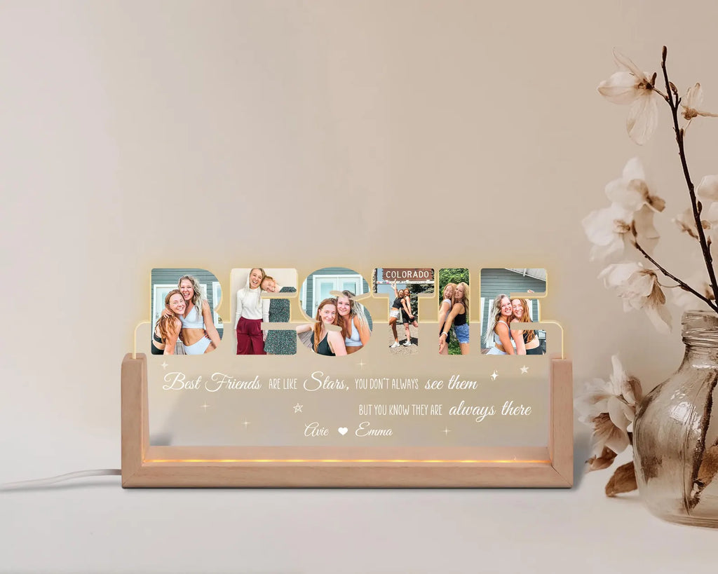 Custom Best Friend Photos Collage Night Light, Bestie Gift, Gift for Girlfriend, Friendship Gift, Best Friend Birthday Gift, Gift For Bestie. NLFRBILUMIE1