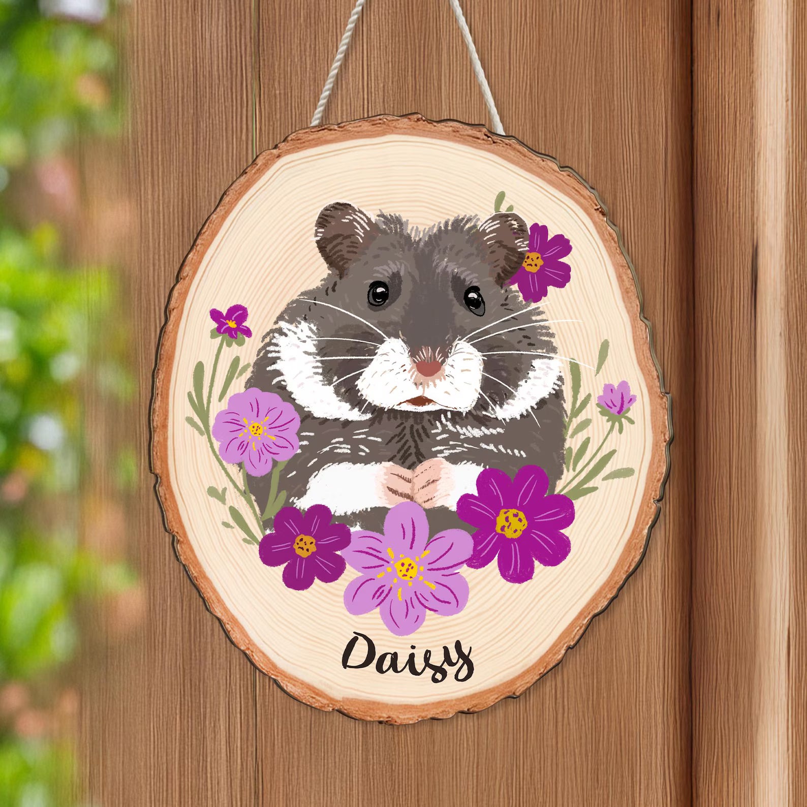 Custom Guinea Pig Portrait Wooden Hanging, Custom Pet Memorial Gift, Hamster Memorial Gift, Pet Portrait Wall Art, Pet Loss Sympathy Gift. WHBILUMMIE5