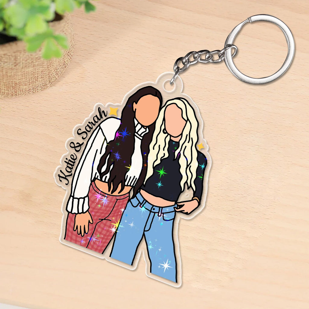 Custom Besties Hologram Keychain, Custom Besties Photo Keychain, Gift For Besties, Bestie Gift, Soul Sister Gift, Gift For Best Friends. PKBILUMIE1