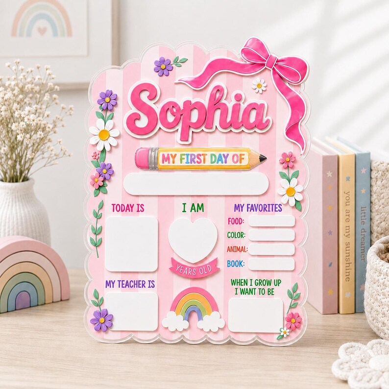 Personalized First And Last Day Of School Sign, Reusable School Sign, Back To School Gift, Dry Erase Board, First Day of School Board. DEBBILIMIE1