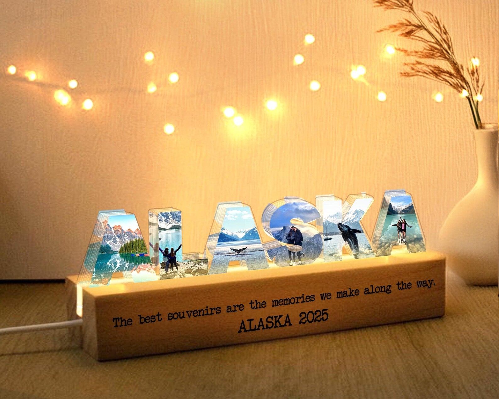 Personalized Travel Photo Collage Night Light, Family Trip Memory Decor, Vacation Memory Gift, Anniversary Gift, Travel Gift for Couples. NLFRBILUMIE13