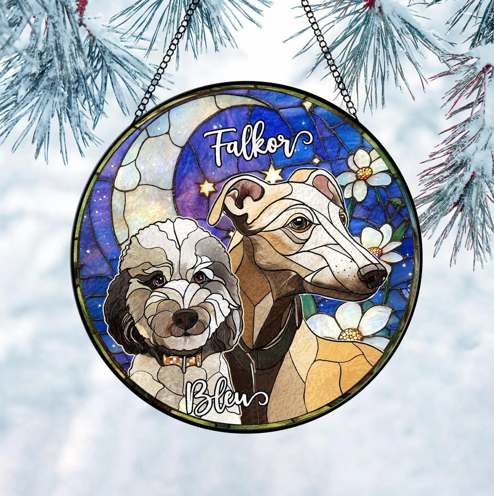 Custom Pets Portrait Glass Suncatcher, Custom Dog Portrait From Photo Glass Art, Dog Memorial Gift, Cat Lover Gift, Christmas Decoration. SCCBILUMMIE29