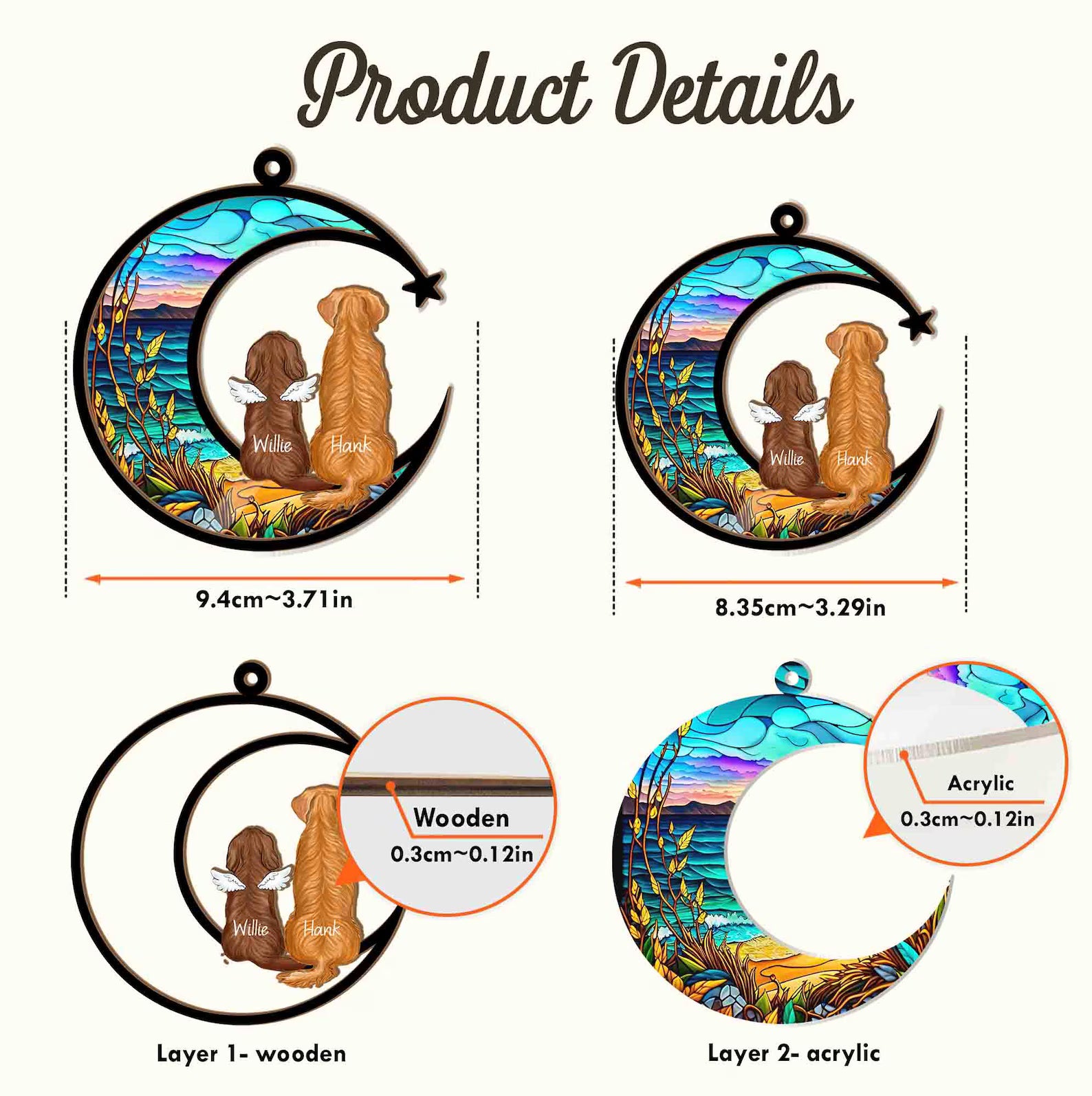 Personalized Dogs Memorial Suncatcher, Custom Pet Memorial Gift, Pet Loss Gift, Dog Loss Sympathy Gift, Dog Remembrance Gift. SCCBILUMMIE43