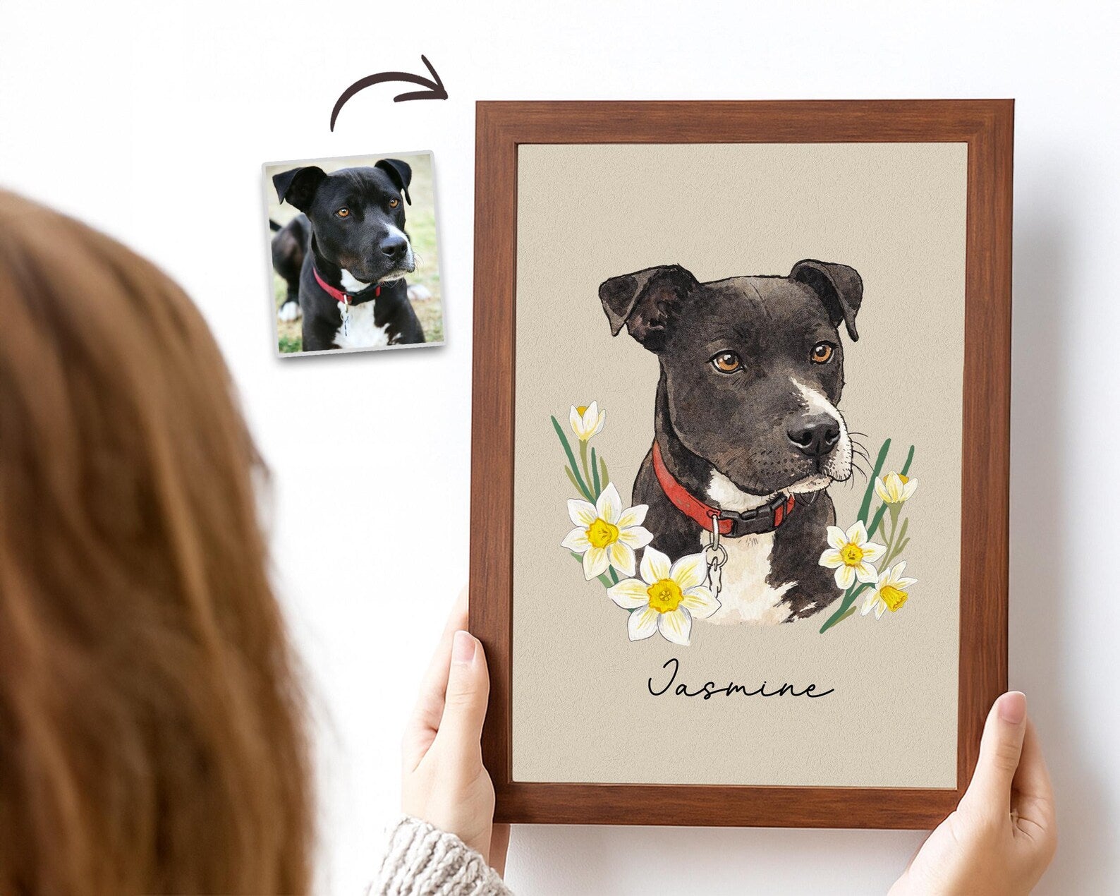 Custom Pet Portrait From Photo Poster, Custom Dog Portrait Poster, Pet Portrait Art, Pet Memorial Gift, Dog Mom Gift, Pet Lover Gift. PTBILUMIE1