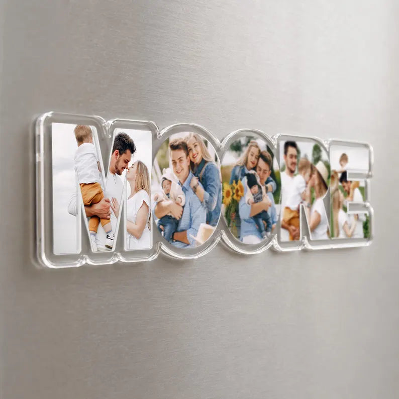 Personalized Family Photo Collage Fridge Magnet, Custom Family Name Gift, Family Picture Frame, Anniversary Gift, Housewarming Gift. PMBILUMIE4