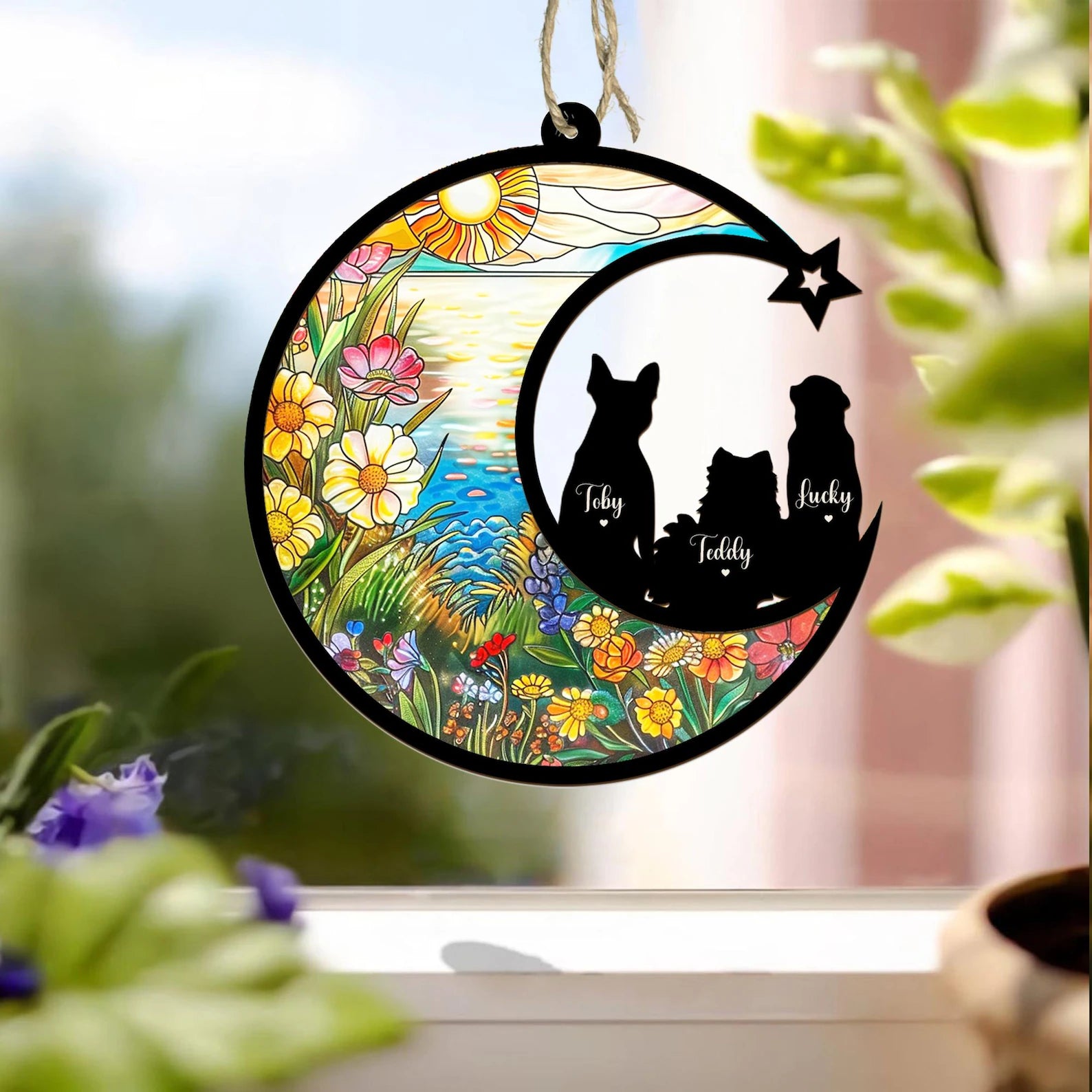 Personalized Loss Of Dog Sympathy Gift, Custom Dog Memorial Suncatcher, Dog Memorial Gift, Loss of Dog Gift, Dog Remembrance Gift. SCCBILUMMIE5