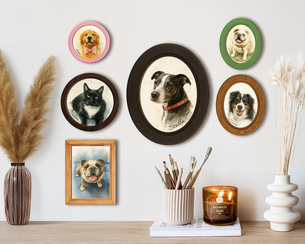 Custom Pet Portrait From Photo Wooden Hanging, Custom Dog Photo Frame, Pet Memorial Gift, Dog Loss Sympathy Gift, Gift For Dog Lovers. PTBILUMIE4