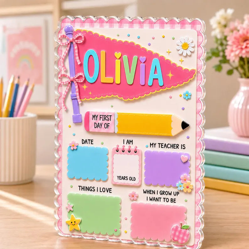 Personalized First Day Of School Sign, Reusable School Sign, Back To School Board, Preschool Kindergarten Sign, 1st Day of School Gift. DEBBILIMIE3