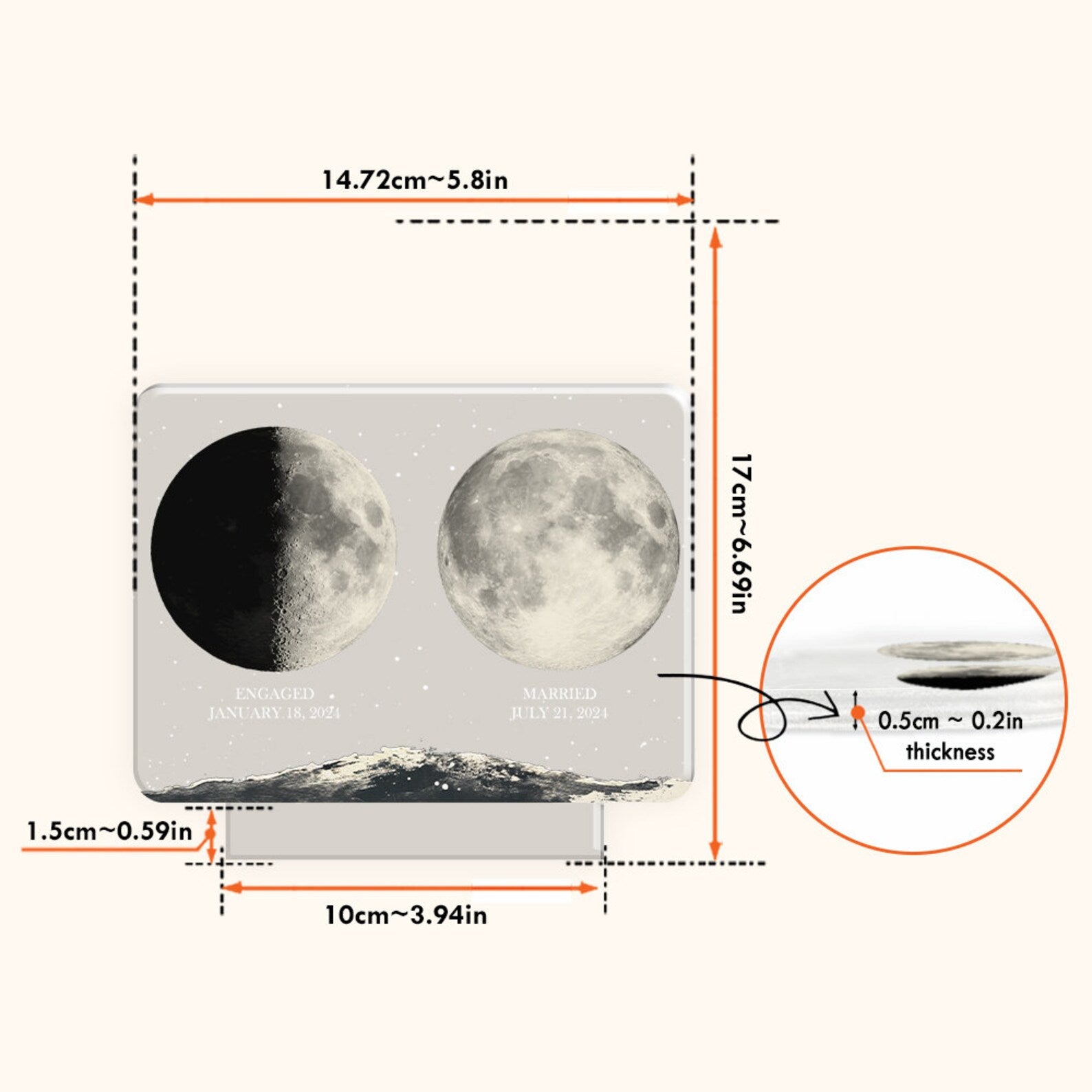 Personalized Moon Phases Night Lamp, Custom Gift For Couple, Custom Moon Phase, Anniversary Gift, Engagement Gifts, Married Couple Gift NLFRBILUMIE19