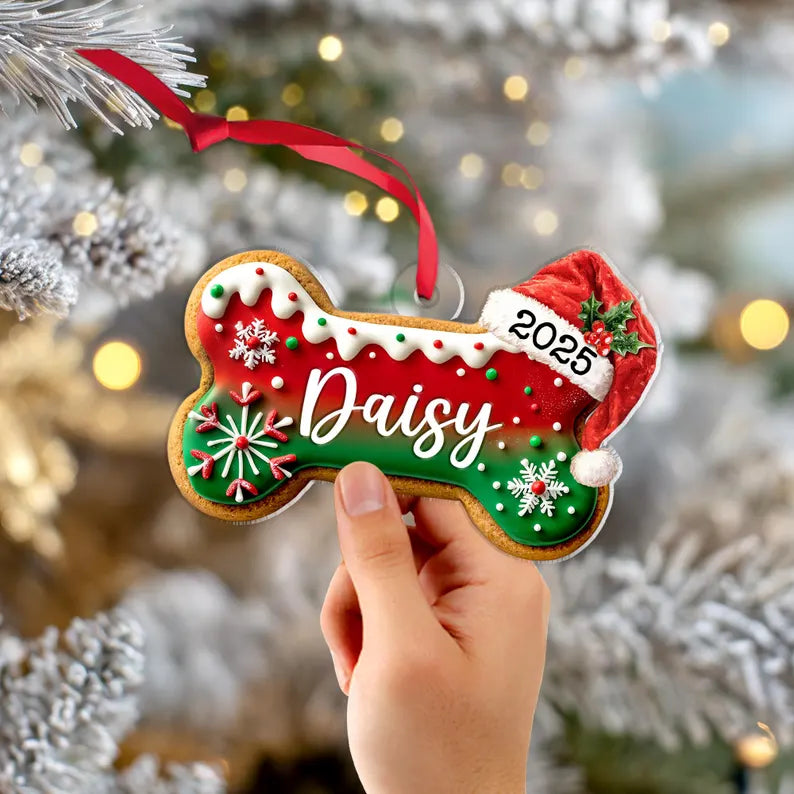 Custom Dog Bone Gingerbread Christmas Ornament, Custom Dog Ornament, Pet Ornament, Dog Lover Gift, New Dog Ornament, Christmas Decor. COBILUMIE3