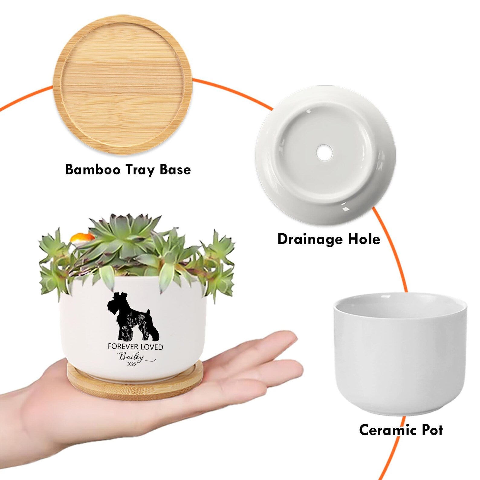 Custom Dog Memorial Planter, Custom Dog Plant Pot, Dog Memorial Gift, Loss of Dog Sympathy Gift, Pet Loss Gift, Pet Memorial Gift. MGBILUMIE5