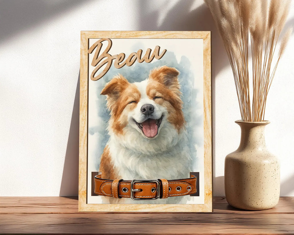 Custom Dog Memorial Frame With Collar Sign, Custom Dog Memorial Gift, Pet Memorial Collar Sign, Dog Loss Sympathy Gift, Pet Memorial Gift.  PTBILUMIE2