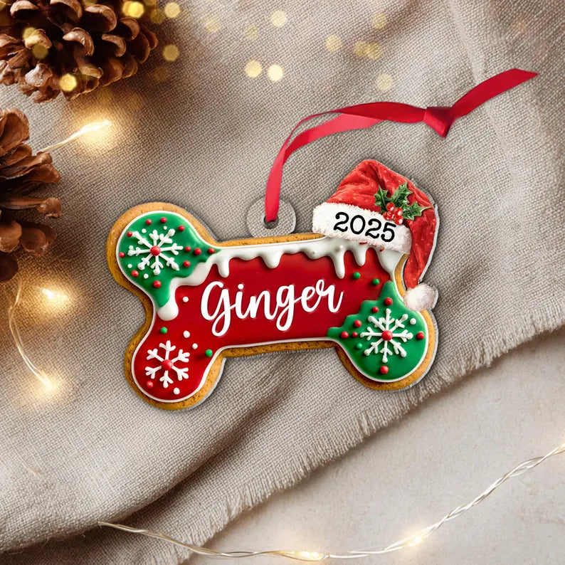 Custom Dog Bone Gingerbread Christmas Ornament, Custom Dog Ornament, Pet Ornament, Dog Lover Gift, New Dog Ornament, Christmas Decor. COBILUMIE3