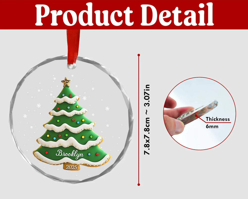 Personalized Name Christmas Tree Glass Ornament, Custom Family Name Christmas Ornament, Kids Name Ornament, Christmas Tree Decoration. COBILUMIE79