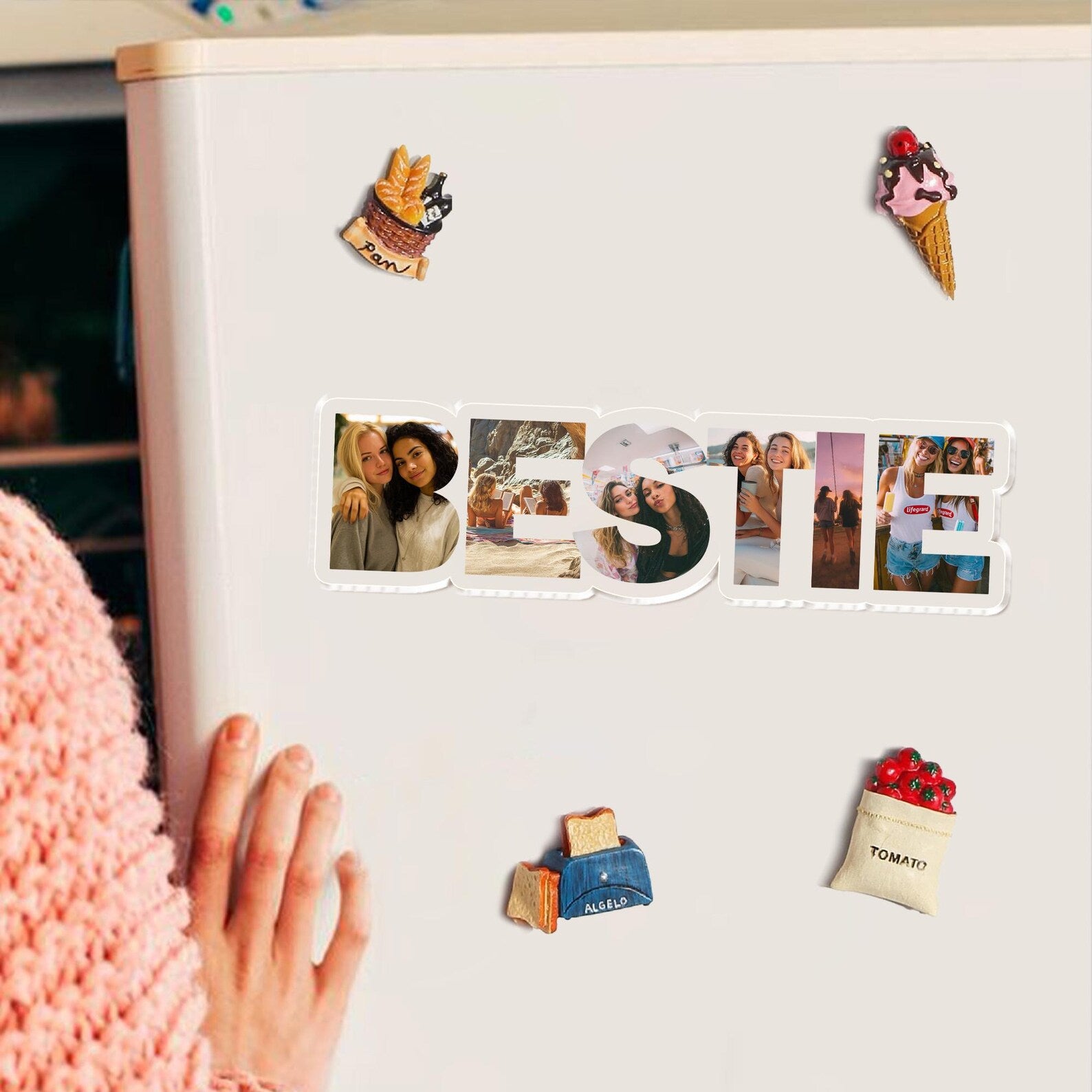 Custom Bestie Photo Collage Fridge Magnet, Custom Best Friend Birthday Gift, Gift For Sister, Soul Sister Gift, BFF Gift, Gift For Her. MDBILUMIE9