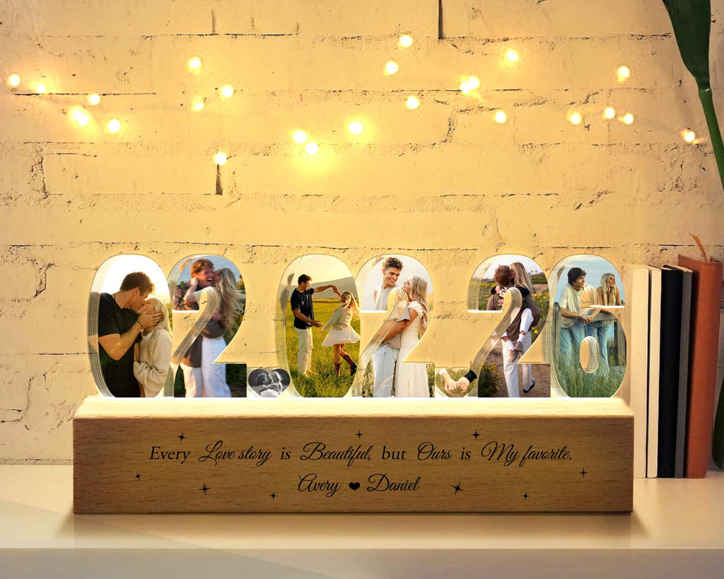 Custom Couple Photo Collage Night Light, Couple Photo Lamp, Valentines Gift, Anniversary Gift, Gift for Couple, Romantic Gift, Gift for Her NLFRBILUMIE10