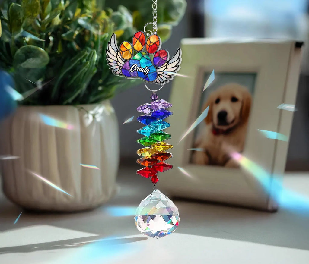 Custom Dog Memorial Crystal Suncatcher, Pet Loss Gift, Dog Memorial Gifts, Pet Sympathy Gift, Dogs Remembrance Gift, Gift For Dog Lovers. MGBILUMIE9